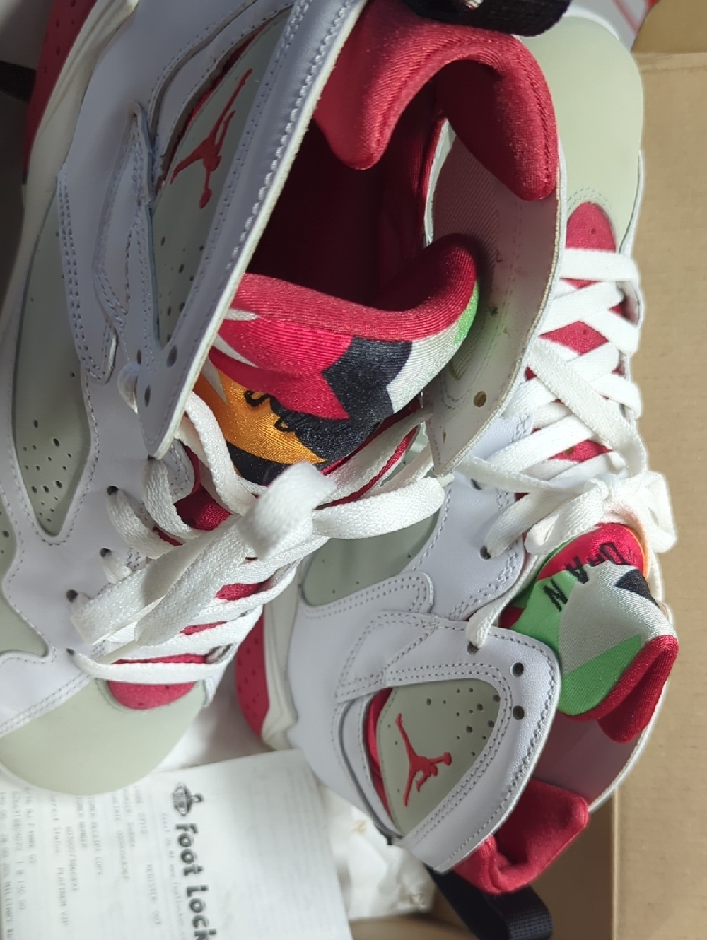 Jordan Men’s High-Top Sneakers in White, Red and Multicolor Lining
